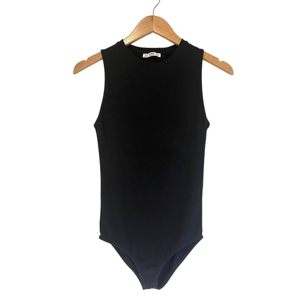 ZARA COLLECTION WOMEN/BASIC BLACK HALTER NECK  BODY SUIT .. Size S